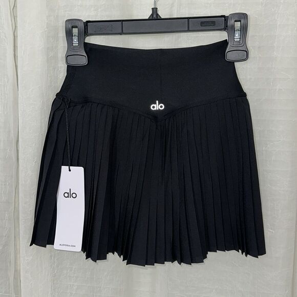 alo yoga XXS Black Pleated Grand Slam Tennis Skirt Built in Skort - Picture 9 of 13